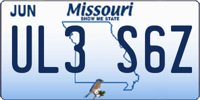 MO license plate UL3S6Z