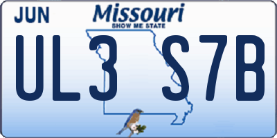 MO license plate UL3S7B