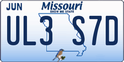 MO license plate UL3S7D