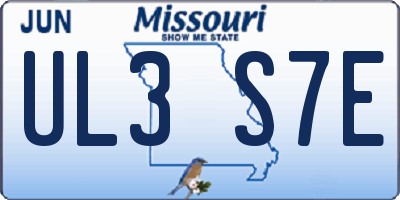 MO license plate UL3S7E
