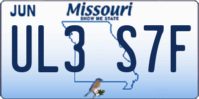 MO license plate UL3S7F