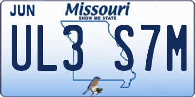 MO license plate UL3S7M