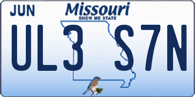 MO license plate UL3S7N