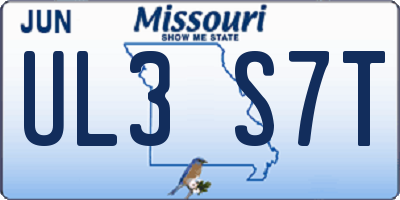 MO license plate UL3S7T