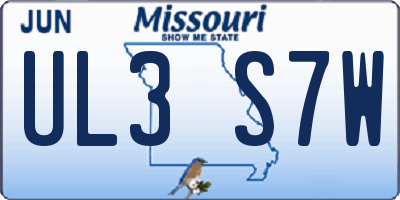 MO license plate UL3S7W