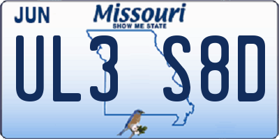 MO license plate UL3S8D