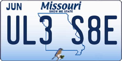 MO license plate UL3S8E