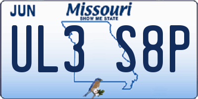 MO license plate UL3S8P