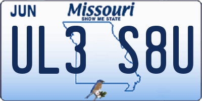 MO license plate UL3S8U