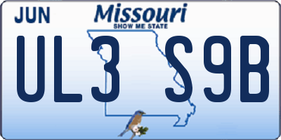 MO license plate UL3S9B