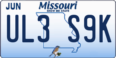 MO license plate UL3S9K