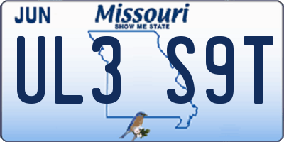 MO license plate UL3S9T