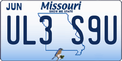 MO license plate UL3S9U