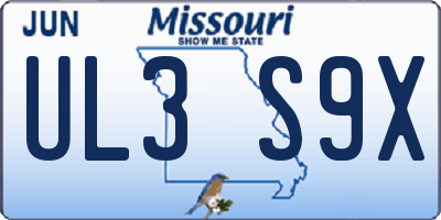 MO license plate UL3S9X