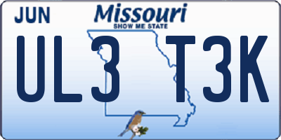 MO license plate UL3T3K