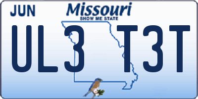 MO license plate UL3T3T