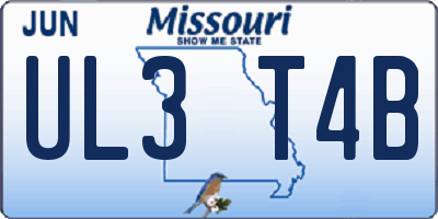 MO license plate UL3T4B
