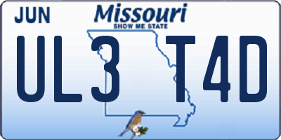 MO license plate UL3T4D