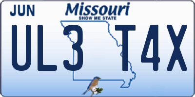 MO license plate UL3T4X