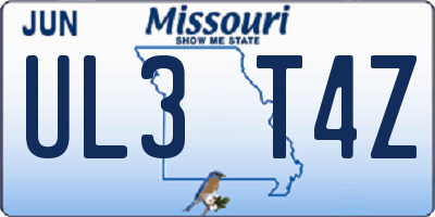 MO license plate UL3T4Z