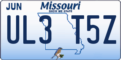 MO license plate UL3T5Z