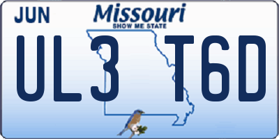 MO license plate UL3T6D