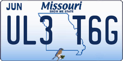 MO license plate UL3T6G
