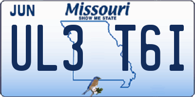 MO license plate UL3T6I