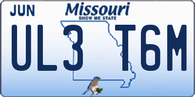 MO license plate UL3T6M