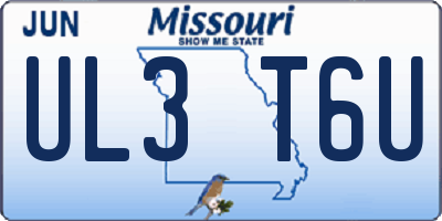 MO license plate UL3T6U