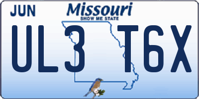 MO license plate UL3T6X