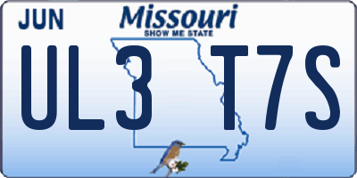 MO license plate UL3T7S