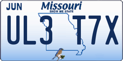 MO license plate UL3T7X