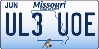 MO license plate UL3U0E
