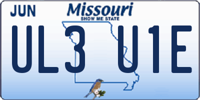 MO license plate UL3U1E