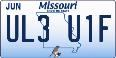 MO license plate UL3U1F