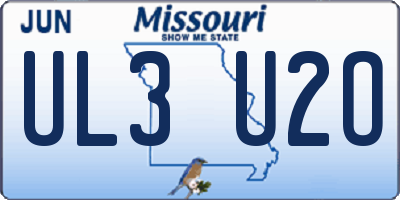 MO license plate UL3U2O