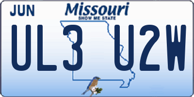 MO license plate UL3U2W