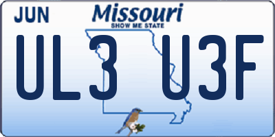 MO license plate UL3U3F