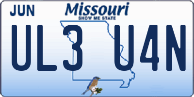 MO license plate UL3U4N