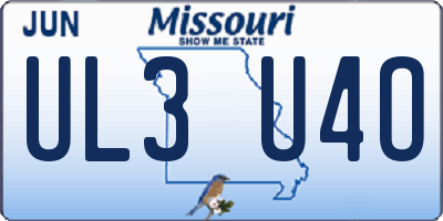 MO license plate UL3U4O