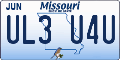 MO license plate UL3U4U
