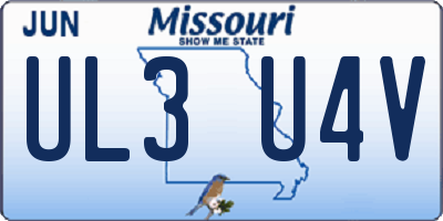 MO license plate UL3U4V