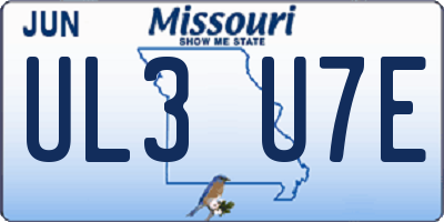MO license plate UL3U7E