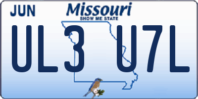 MO license plate UL3U7L