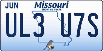 MO license plate UL3U7S