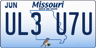 MO license plate UL3U7U