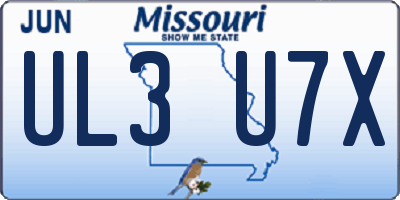 MO license plate UL3U7X