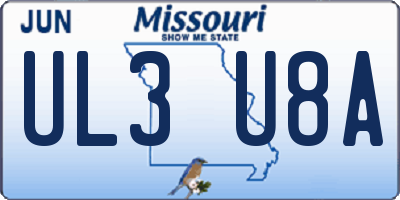MO license plate UL3U8A