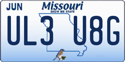 MO license plate UL3U8G